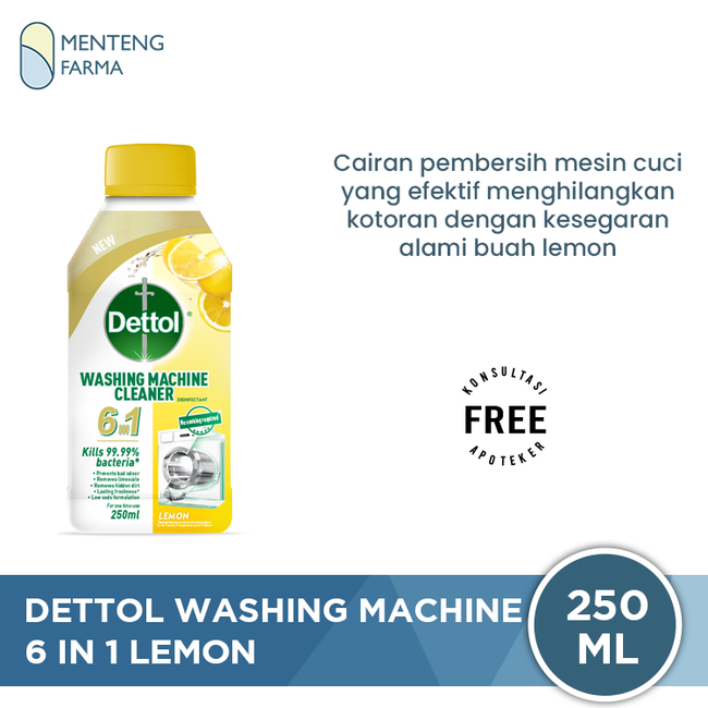 Dettol Washing Machine Cleaner 6in1 Lemon 250ml - Sabun Pembersih Mesin Cuci 6in1