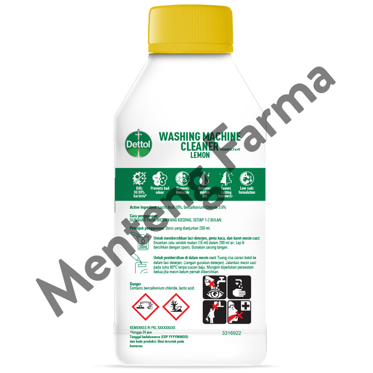 Dettol Washing Machine Cleaner 6in1 Lemon 250ml - Sabun Pembersih Mesin Cuci 6in1