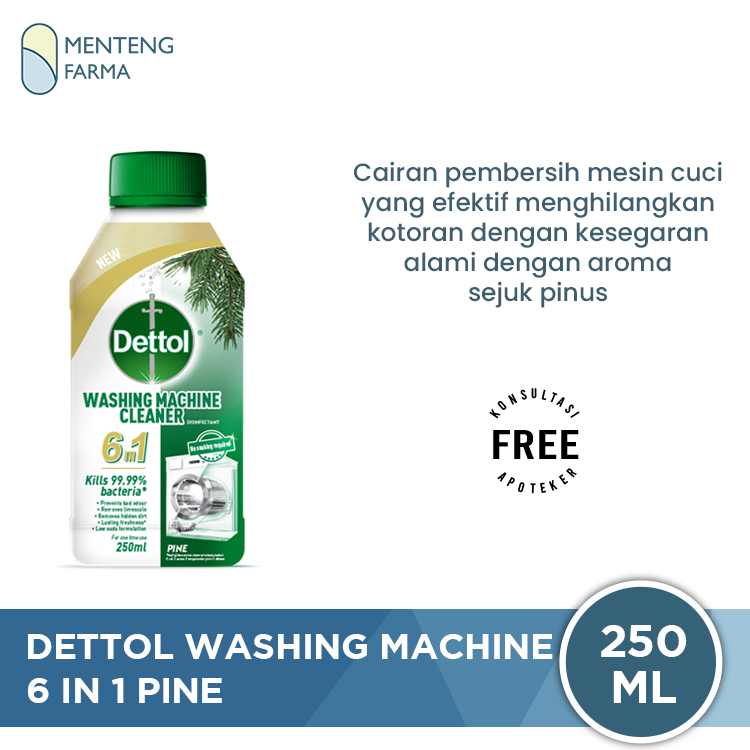 Dettol Washing Machine Cleaner 6in1 Pine 250ml - Sabun Pembersih Mesin Cuci