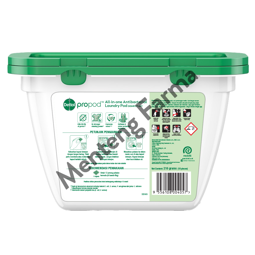 Dettol Propod Antibacterial Laundy Pod Citrus Rose 18s Tub 5in1 Laundry Kapsul - Sabun Cuci Baju