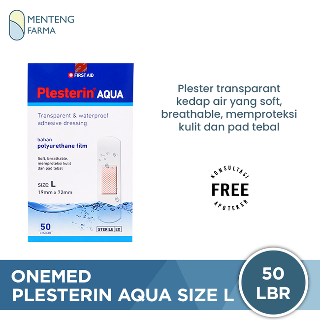 Onemed Plesterin Transparan Aqua L Steril Box Isi 50 Pcs - Plester Luka