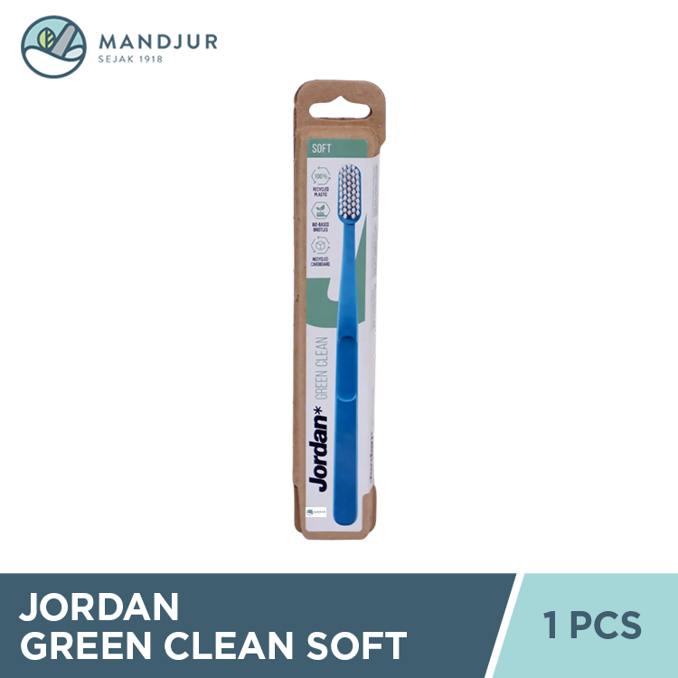 Jordan Oral Care Green Clean Soft - Sikat Gigi Dewasa Lembut