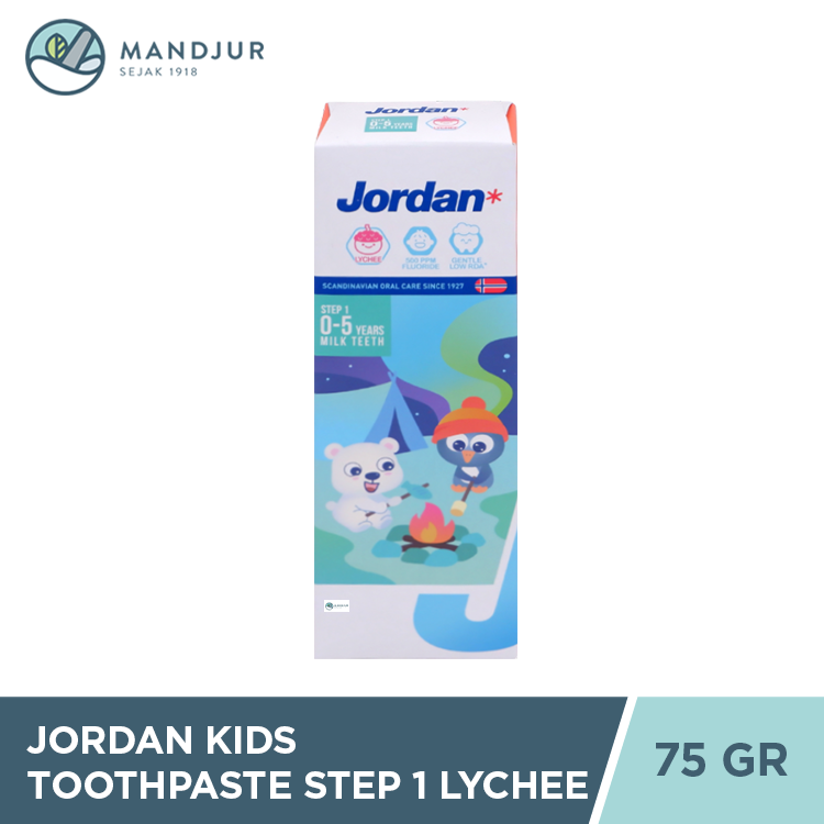 Jordan Oral Care Kids Toothpaste Step 1 (0-5 Tahun) Lychee - Pasta Gigi Lychee Anak