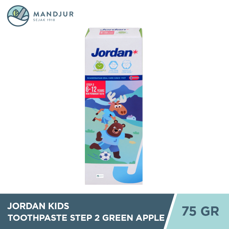 Jordan Oral Care Kids Toothpaste Step 2 (6-12 Tahun) Green Apple - Pasta Gigi Green Apple Anak