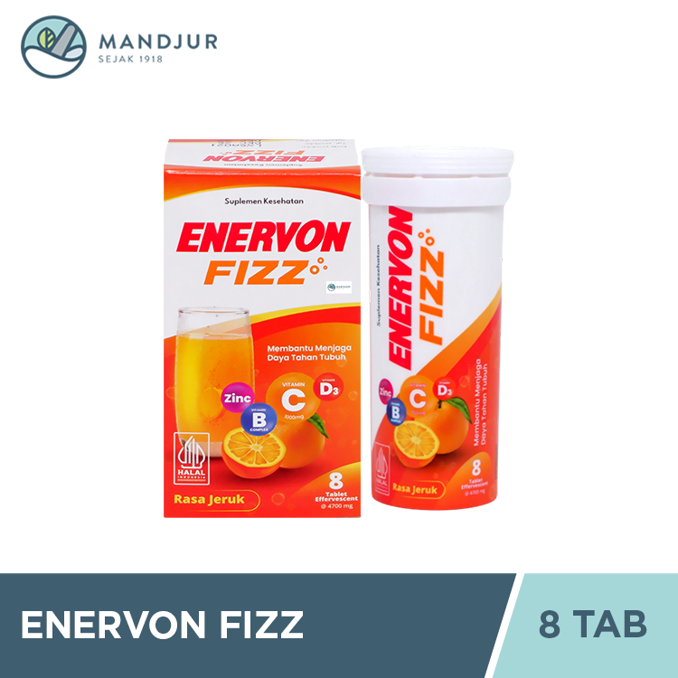 Enervon Fizz 8 Tab - Suplemen Kesehatan dengan Vitamin C dan B Complex, D3 plus Zinc