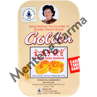 Golden Throat Lozenge Ginseng - Permen Pelega Tenggorokan - Menteng Farma