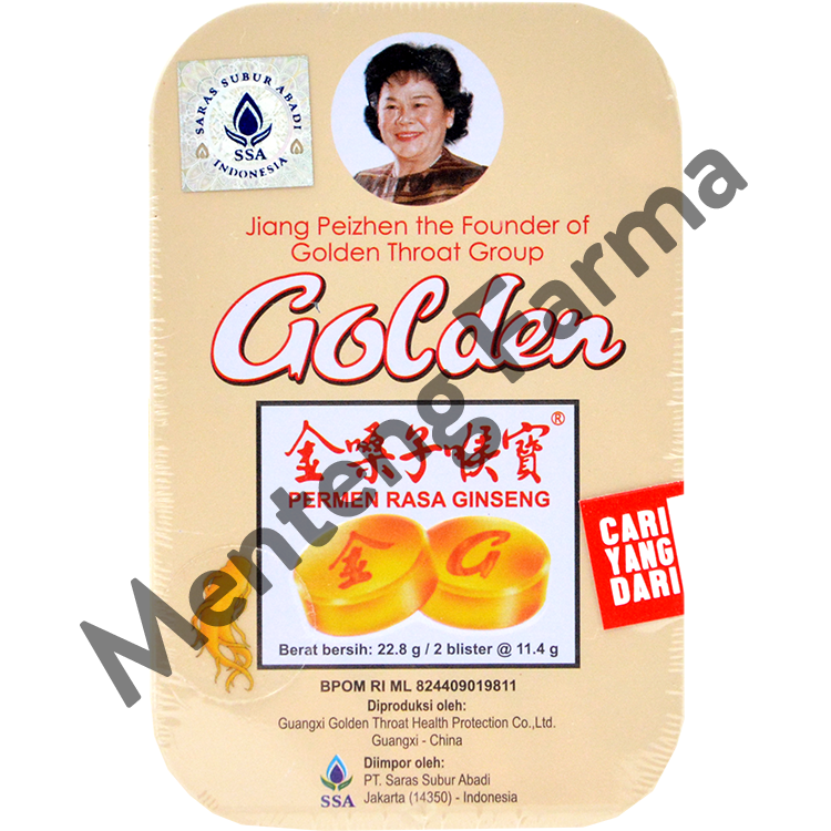 Golden Throat Lozenge Ginseng - Permen Pelega Tenggorokan - Menteng Farma