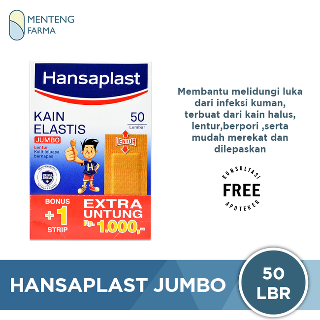 Hansaplast Jumbo - Dus Isi 50 Lembar - Menteng Farma