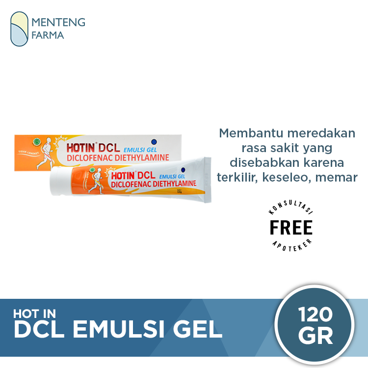 Hot In DCL Emulsi Gel 120 Gr - Gel Pereda Nyeri Sendi, Rematik, Memar - Menteng Farma