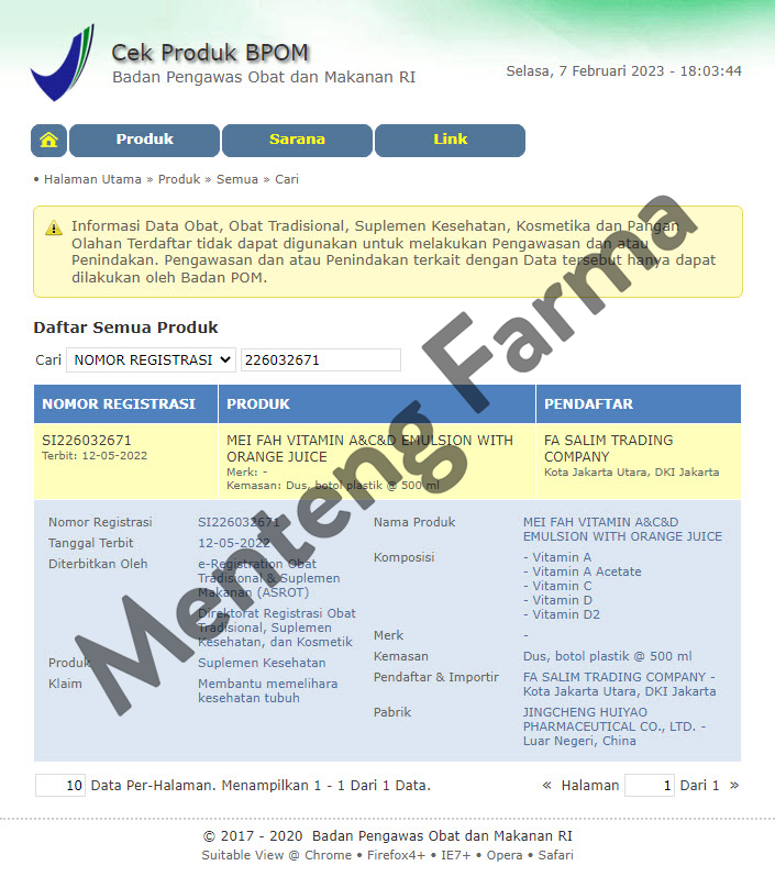 Mei Fah Vitamin A, C, dan D Emulsion with Orange Juice - Suplemen Pertumbuhan Anak - Menteng Farma