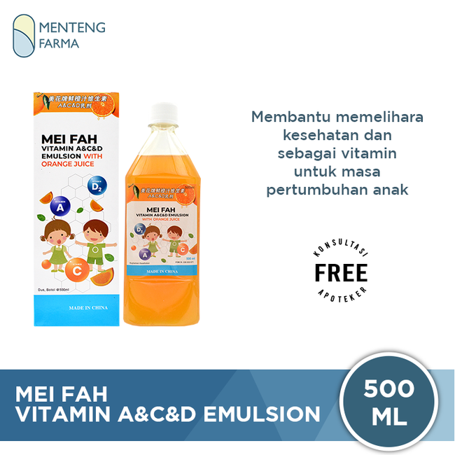 Mei Fah Vitamin A, C, dan D Emulsion with Orange Juice - Suplemen Pertumbuhan Anak - Menteng Farma