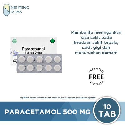 Paracetamol 500 Mg Strip 10 Kaplet - Pereda Nyeri dan Demam - Menteng Farma