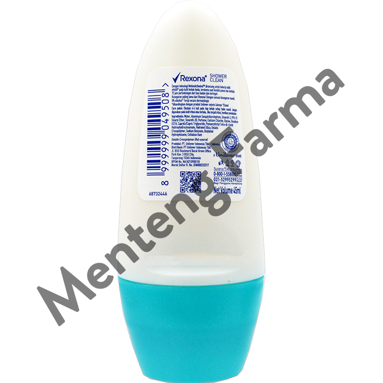 Rexona Anti-Perspirant Deodorant Roll On Shower Clean 45 ML - Bebas bau badan seharian - Menteng Farma