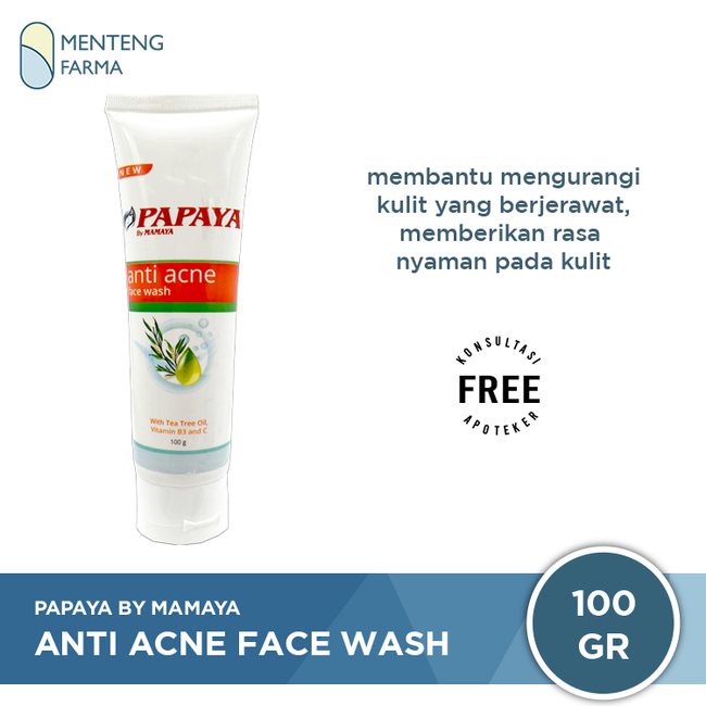 Sabun Papaya By Mamaya Anti Acne Face Wash 100 Gr - Menteng Farma