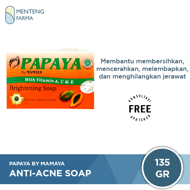 Sabun Papaya By Mamaya Anti Acne Soap 135 gr - Menteng Farma