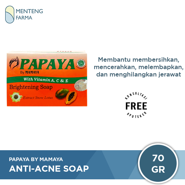 Sabun Papaya By Mamaya Anti Acne Soap 70 gr - Menteng Farma