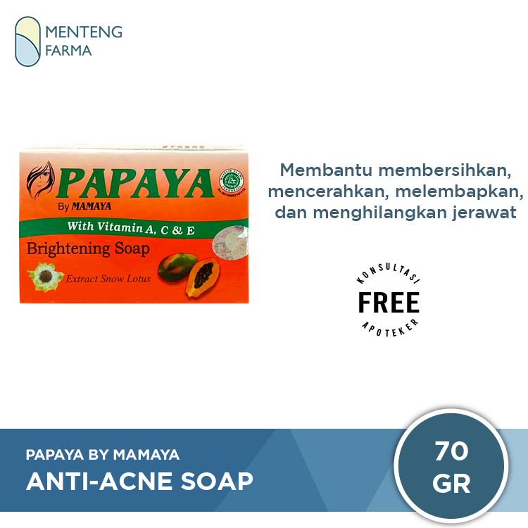 Sabun Papaya By Mamaya Anti Acne Soap 70 gr - Menteng Farma