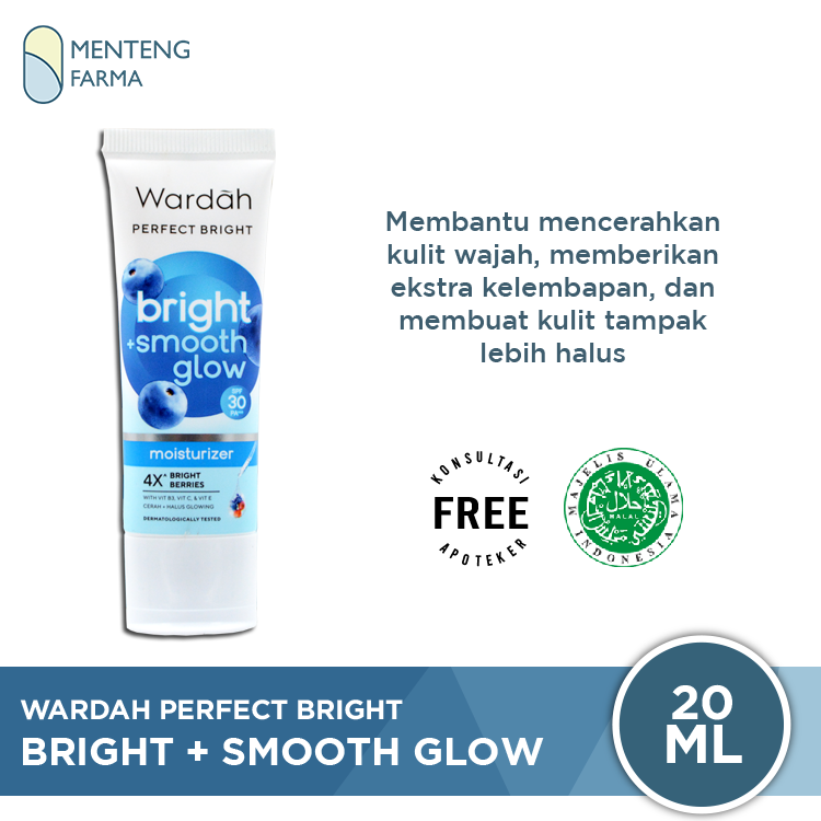 Wardah Perfect Bright Moisturizer + Smooth Glow SPF 30 20 mL- Pelembab Kulit Normal dan Kering - Menteng Farma