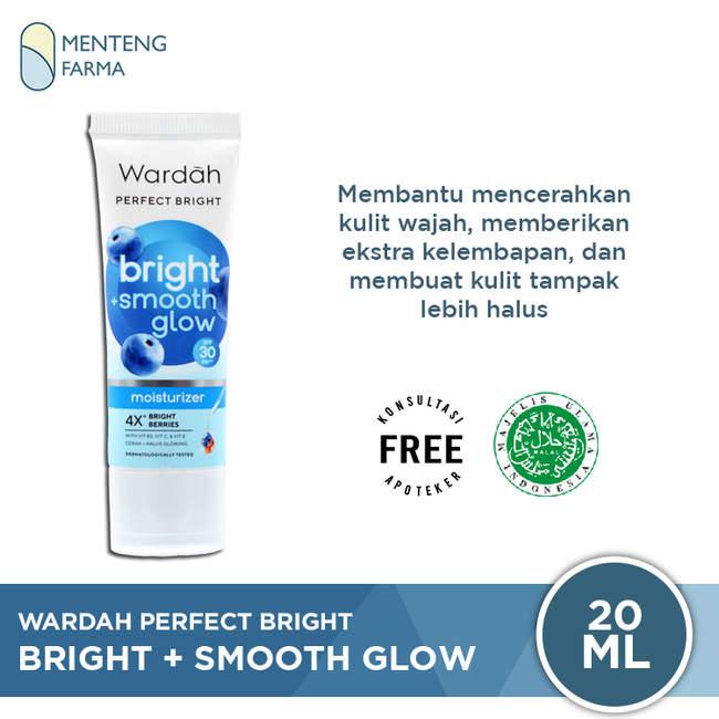 Wardah Perfect Bright Moisturizer + Smooth Glow SPF 30 20 mL- Pelembab Kulit Normal dan Kering - Menteng Farma