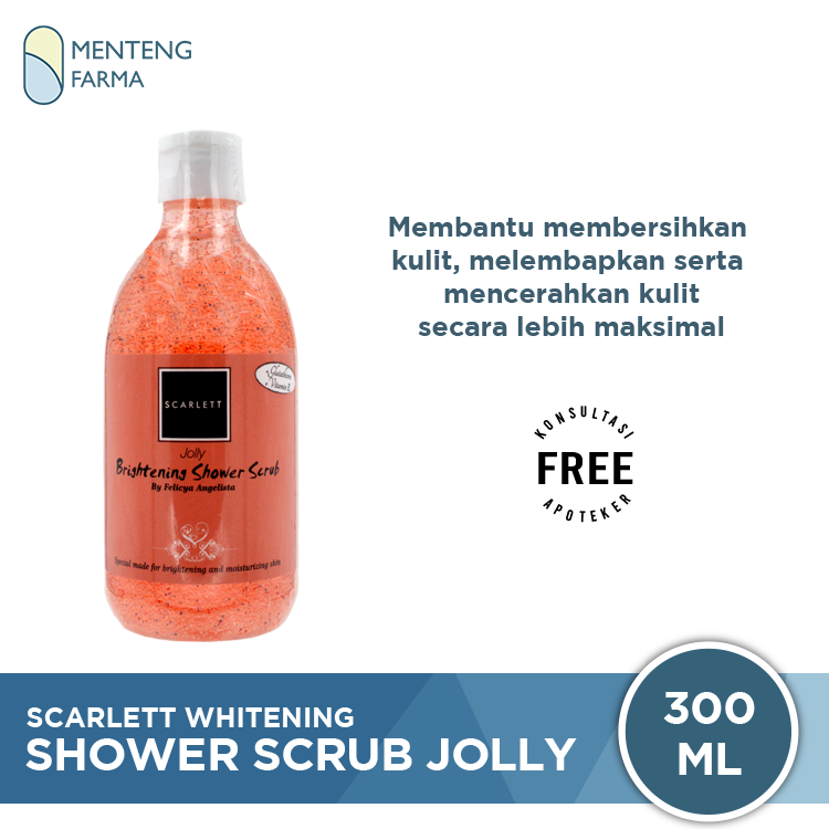Scarlett Whitening Shower Scrub Jolly 300 ML - Sabun Mandi Dengan Buliran Scrub - Menteng Farma