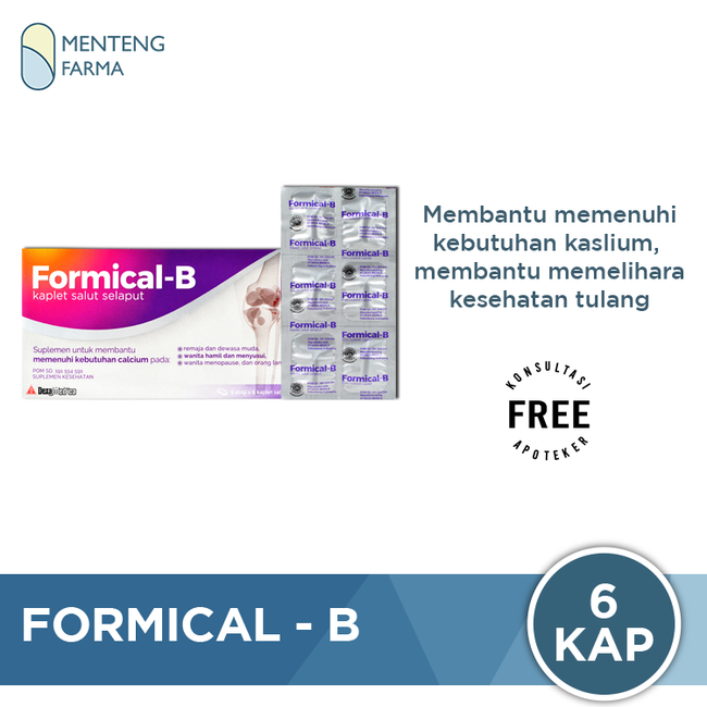 Formical-B 6 Kaplet - Suplemen Penambah Kalsium - Menteng Farma