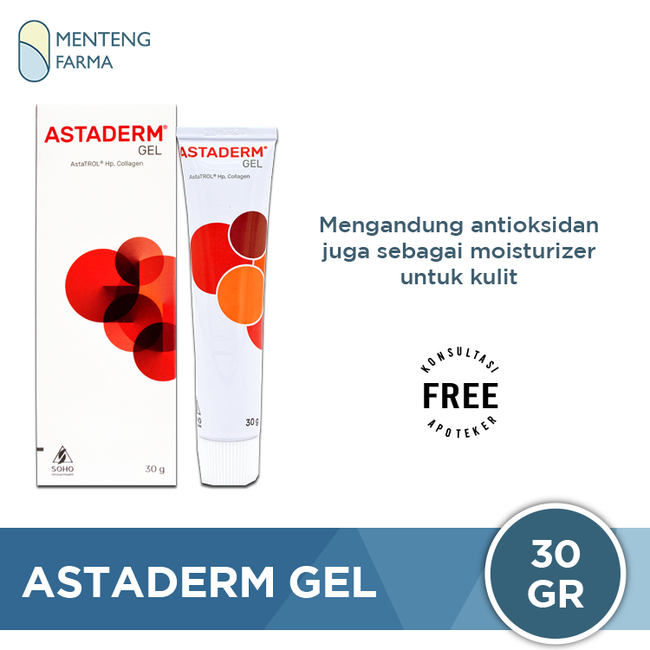 Astaderm Gel 30 Gr - Gel Pelembab dengan Antioksidan dan Kolagen - Menteng Farma