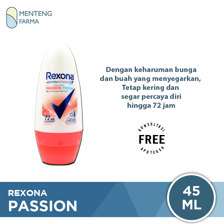 Rexona Anti-Perspirant Deodorant Roll On Passion 45 ML - Memberikan Keharuman dan Menyegarkan Ketiak - Menteng Farma