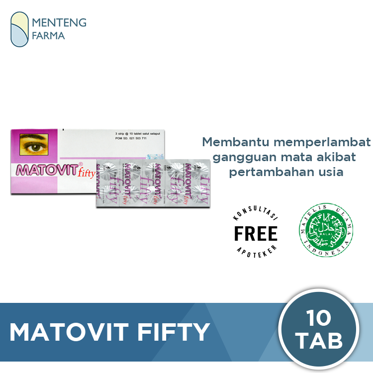 Matovit Fifty 10 Tablet - Suplemen Mata Untuk Orang Tua - Menteng Farma