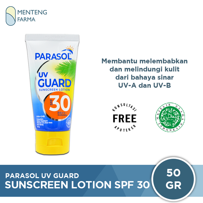 Parasol UV Guard Sunscreen SPF 30 - 50 Gram - Lotion Tabir Surya - Menteng Farma