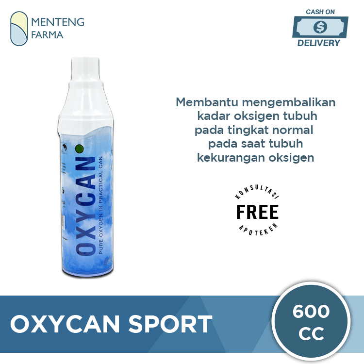 Oxycan Sport 600 cc - Oxygen / Oksigen Portable Botol Biru - Menteng Farma