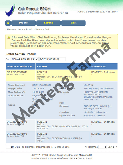 Konidin 4 Tablet - Obat Batuk Kering dan Berdahak - Menteng Farma