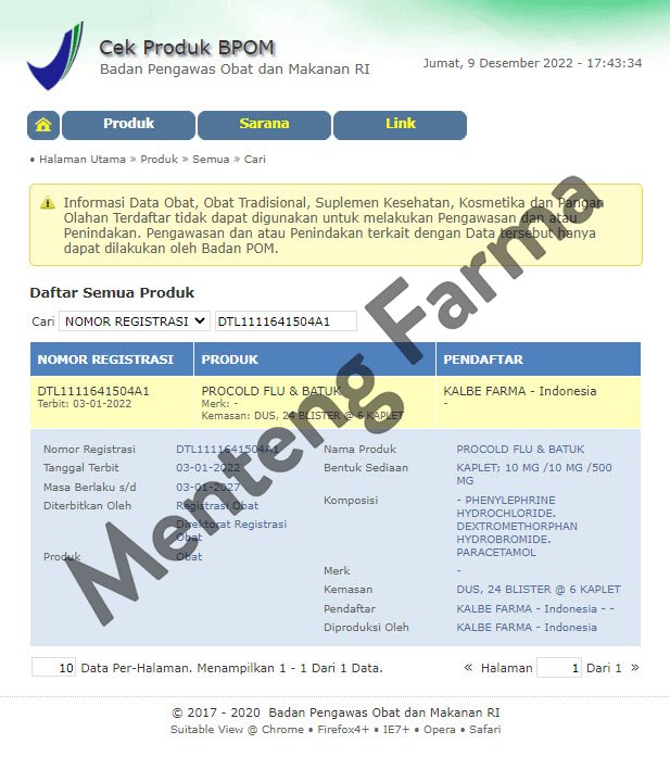 Procold Flu Dan Batuk 6 Kaplet - Obat Flu yang disertai batuk kering - Menteng Farma