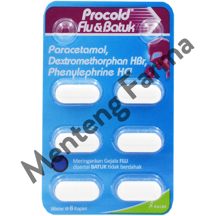 Procold Flu Dan Batuk 6 Kaplet - Obat Flu yang disertai batuk kering - Menteng Farma