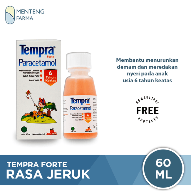 Tempra Forte Jeruk 60 mL - Obat Demam dan Pereda Nyeri Anak - Menteng Farma