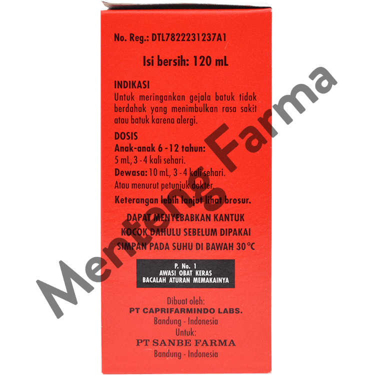 Sanadryl DMP Sirup 60 mL - Obat Batuk Kering dan Batuk Alergi - Menteng Farma