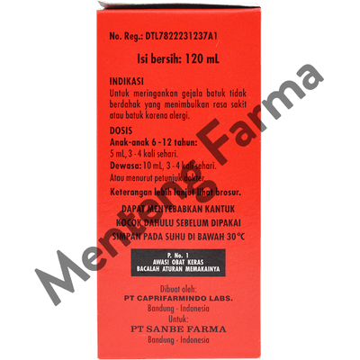 Sanadryl DMP Sirup 60 mL - Obat Batuk Kering dan Batuk Alergi - Menteng Farma