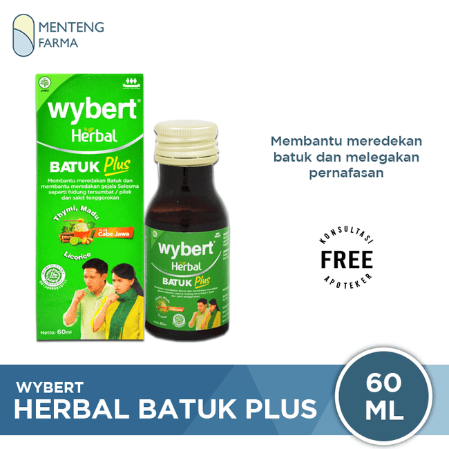 Wybert Herbal Batuk Plus Sirup 60 mL - Obat Batuk Herbal - Menteng Farma