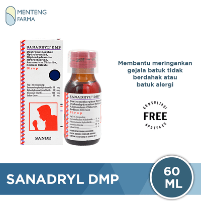 Sanadryl DMP Sirup 60 mL - Obat Batuk Kering dan Batuk Alergi - Menteng Farma