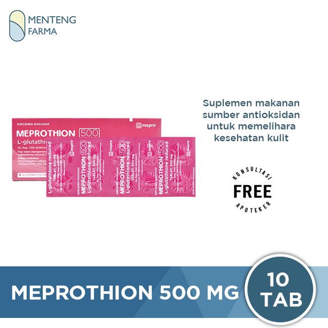 Meprothion 500 mg 10 Tablet - Suplementasi Kesehatan Kulit - Menteng Farma