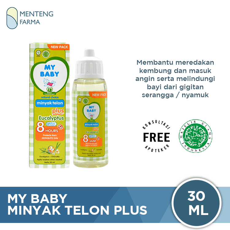 My Baby Minyak Telon Plus 30 ml - Aroma Telon Eucalyptus Anti Nyamuk Hingga 8 Jam - Menteng Farma