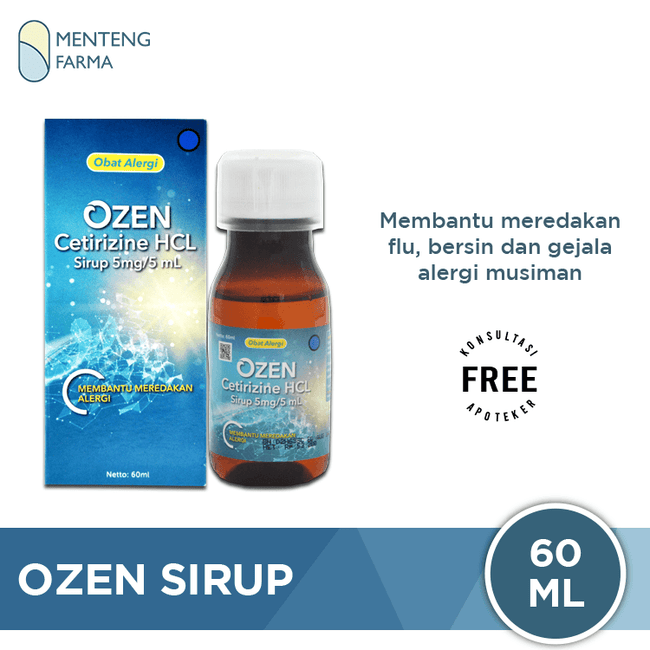 Ozen Syrup 60 mL - Obat Alergi Gatal Pilek Rhintis - Menteng Farma