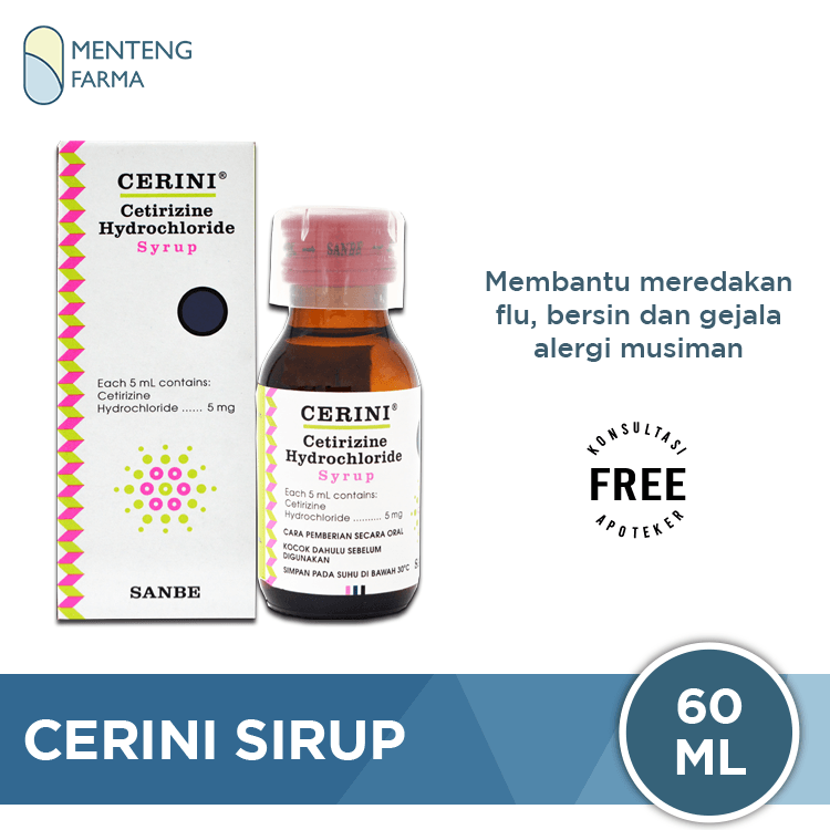 Cerini Sirup 60 Ml Obat Alergi Gatal Pilek Rhintis – Menteng Farma