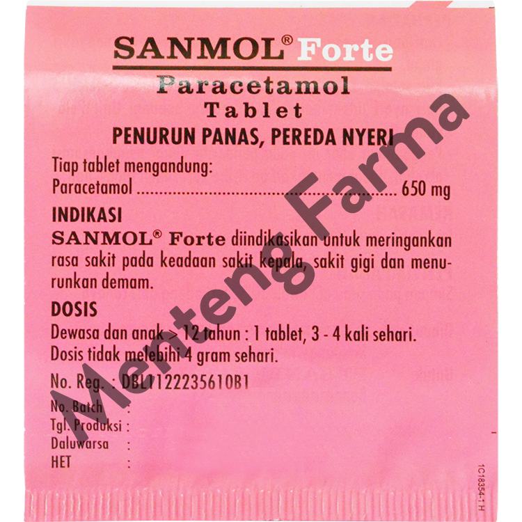 Sanmol Forte 4 Tablet - Pereda Demam, Sakit Gigi dan Sakit Kepala - Menteng Farma