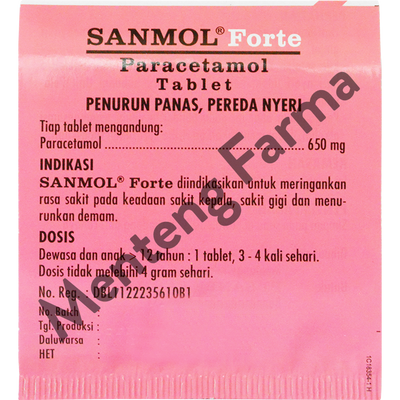 Sanmol Forte 4 Tablet - Pereda Demam, Sakit Gigi dan Sakit Kepala - Menteng Farma