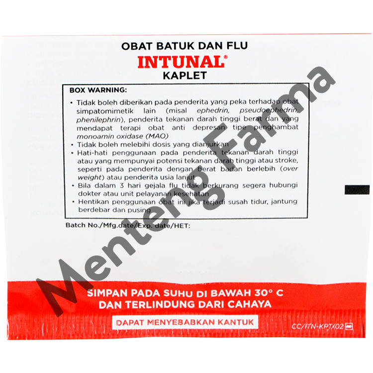 Intunal 4 Kaplet - Pereda Gejala Flu, Hidung Tersumbat, dan Bersin-bersin - Menteng Farma