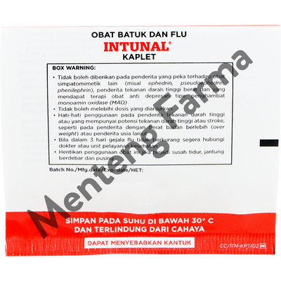 Intunal 4 Kaplet - Pereda Gejala Flu, Hidung Tersumbat, dan Bersin-bersin - Menteng Farma