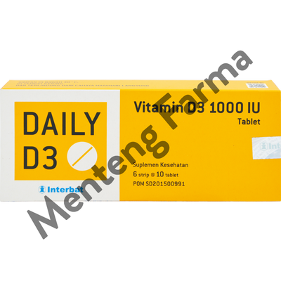 Daily D3 1000 IU Strip 10 Tablet - Suplemen Vitamin D3 - Menteng Farma