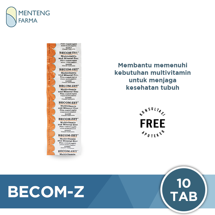 Becom-Zet Strip 10 Kaplet - Suplemen Multivitamin dan Mineral Lengkap - Menteng Farma
