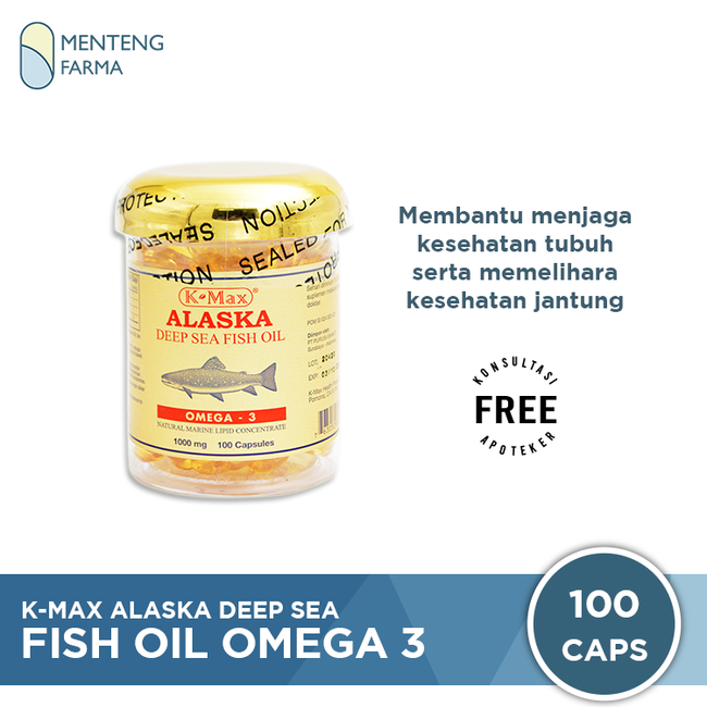 K-max Alaska Deep Sea Fish Liver Oil Omega 3,6,9 (Isi 100) - Menteng Farma