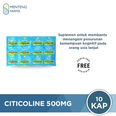 Citicoline 500 mg Strip 10 Tablet - Suplemen Daya Ingat dan Kesehatan Otak - Menteng Farma